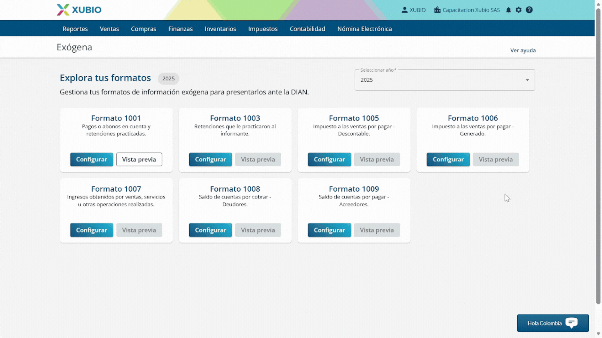 Configuraci�n autom�tica de formatos Ex�gena